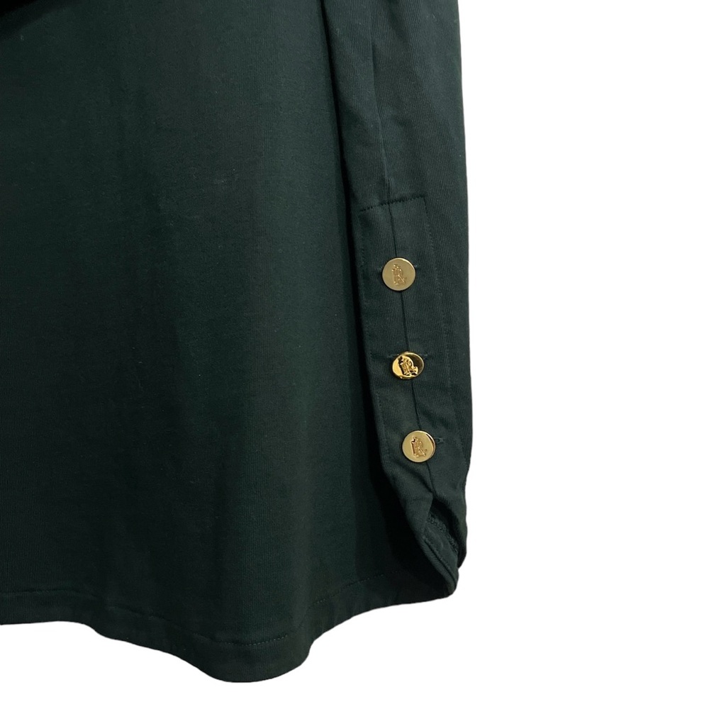 Ralph Lauren Dark Green Boatneck Long-Sleeve Top with Side Buttons - Picture 4 of 8
